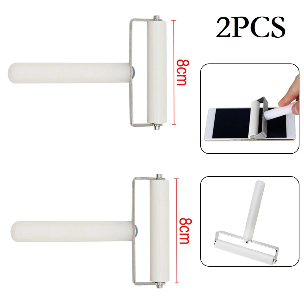 

Силиконовый роликовый инструмент, 80 мм, 2 шт., для телефона, защитная пленка для экрана, наклеиваемая белая ручка длиной 100 мм, ручные инструменты