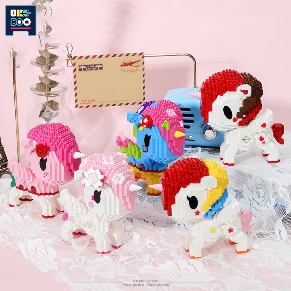 

UKBOO Friends MOC пони мультфильм Радуга Единорог Мирко Строительные блоки мини кирпичи город строительные игрушки для детей девочек Подарки
