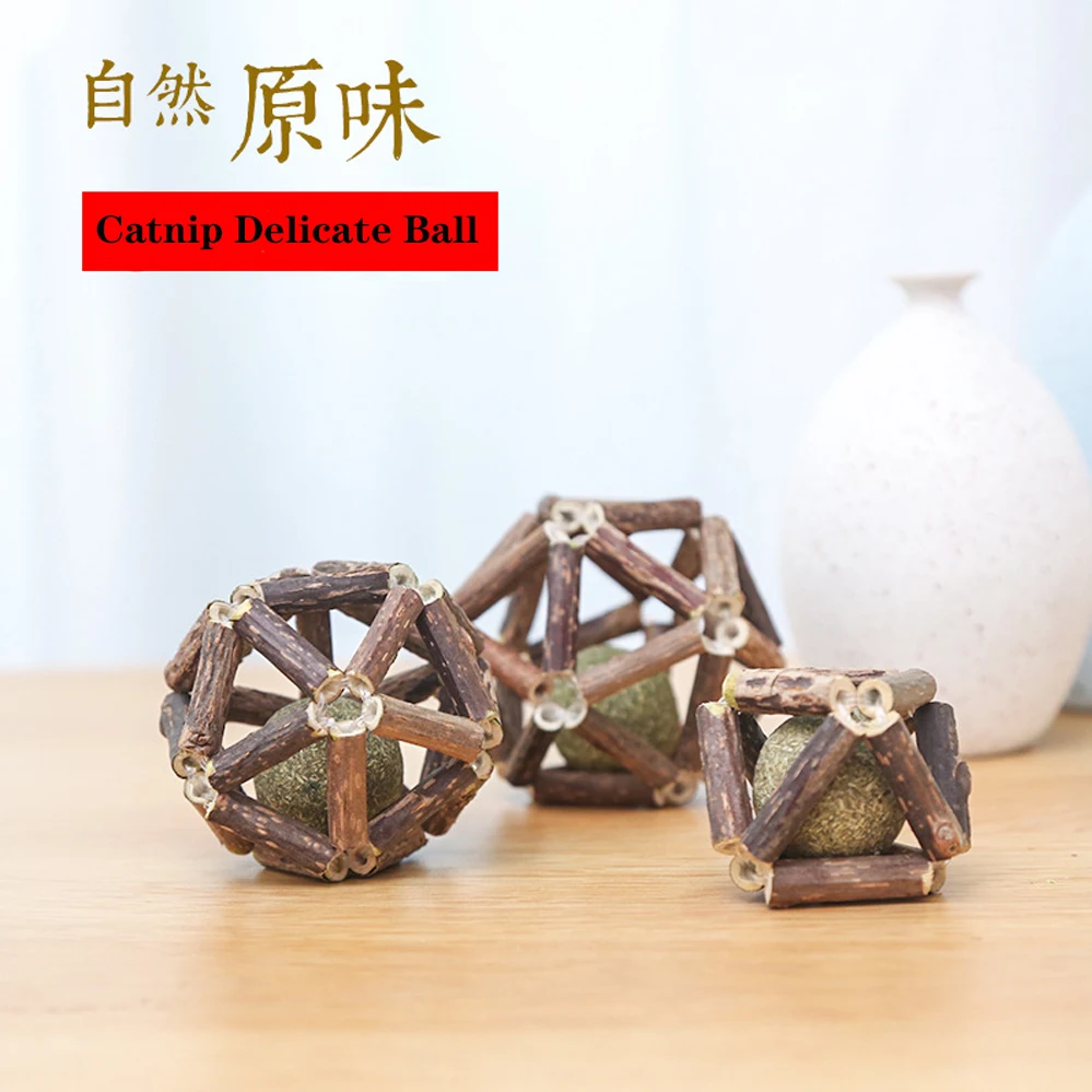 

Natural Catnip Pet Cat Toy Molar Ball Matatabi Catnip Ball Wood Polygonum Exquisite Ball Pet Cleaning Teeth Self-healing Toy Hot