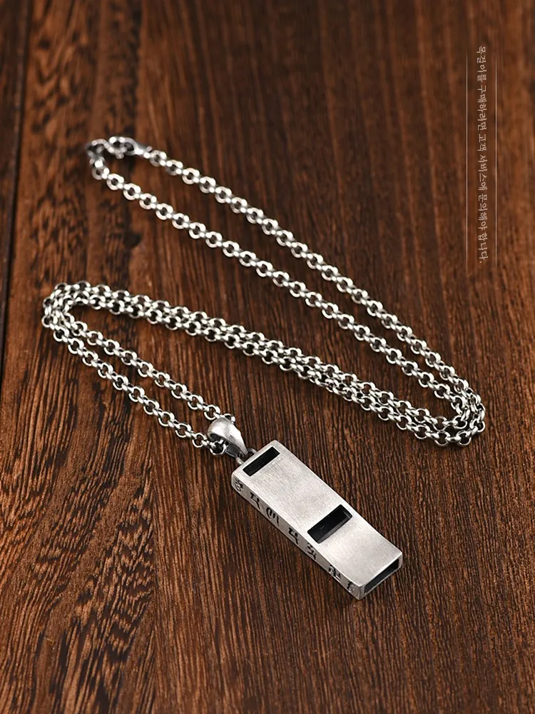 Lotai Old Silver Maker Ретро Стерлингового Серебра Свисток Кулон Можно Выдувать Один