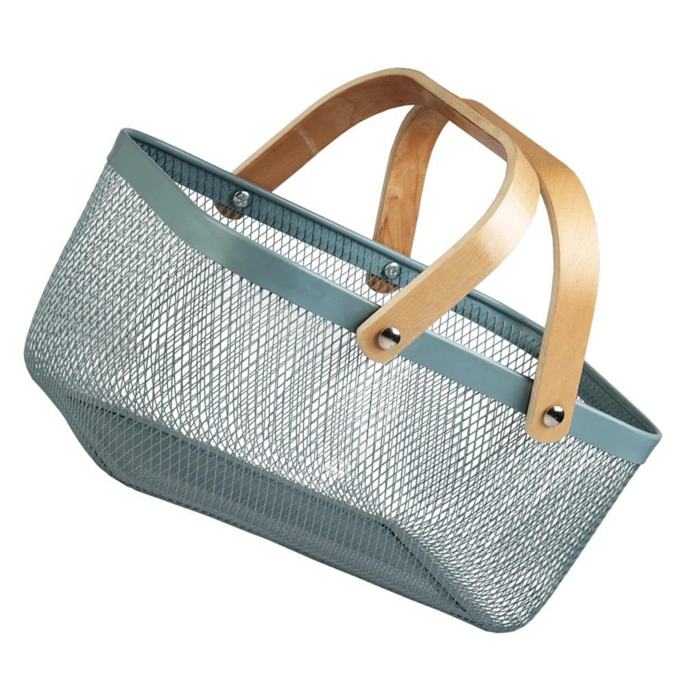 

Hollow Storage Basket Desktop Metallic Line Multipurpose Container Iron Sundries Home Use