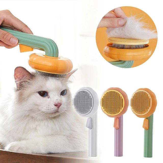 Pumpkin Cat Brush Comb For Pet Grooming Removes Loose Underlayers Tangled Hair Remover Brush Pet Hair Shedding Self Cleaning 1