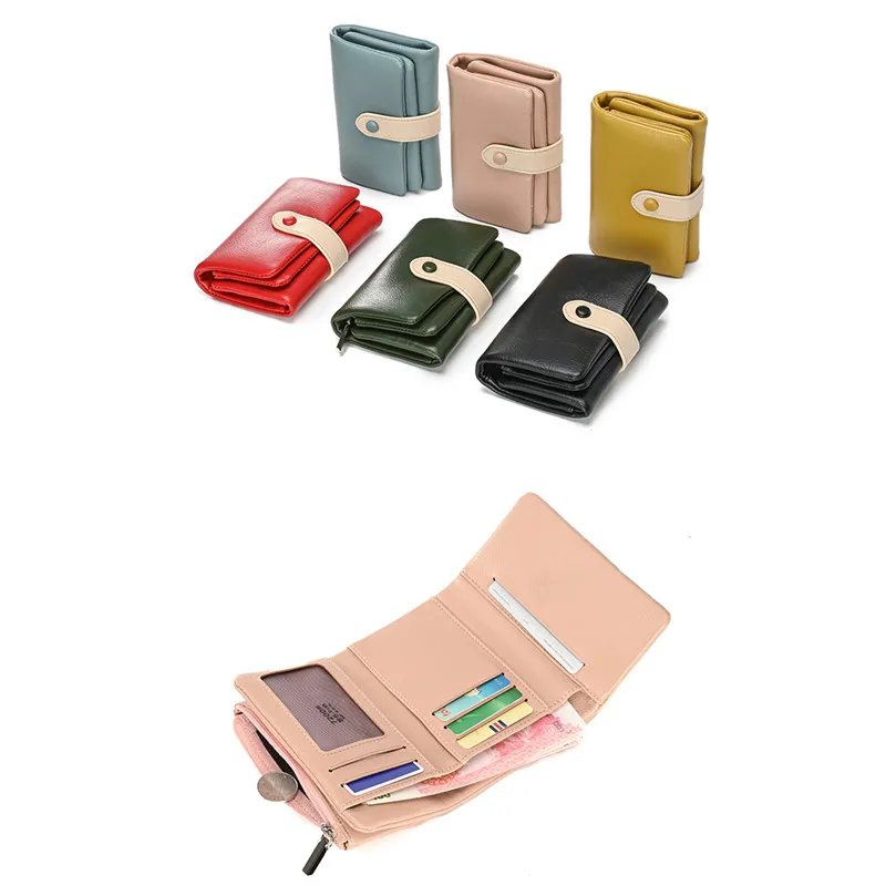 

Double-Layer Women Leather Multi Card Slot Short Wallet Large Capacity Card Holder Wallet Clutch Female Fashion Purse