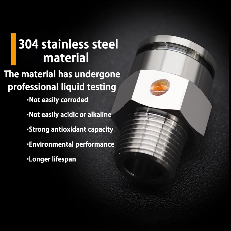 Пневматический быстрый соединитель из нержавеющей стали 304 прямой M5 1/8 &quot1/4&quot 3/8