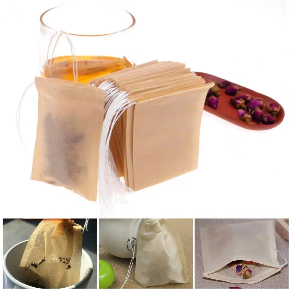 

100Pcs 100Pcs Tea Filter Bag Disposable Tea Bags for Tea Infuser Drawstring Mesh Coffee Filter Bag Teabags for Office