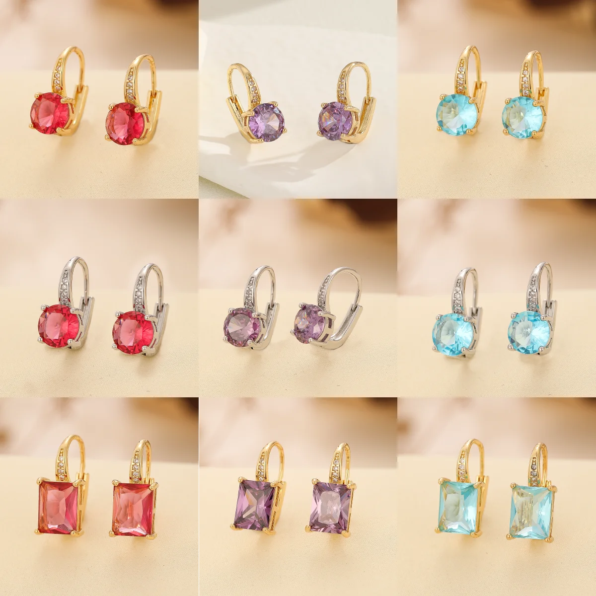 Элегантные Красочные Рубиновые Серьги-гвоздики