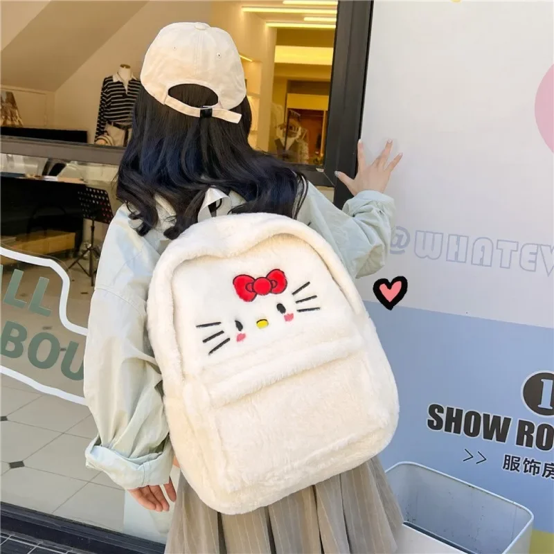 

Sanrio Kawaii аниме HelloKitty рюкзак Милая девочка мультфильм Плюшевый Большой Вместительный студенческий рюкзак сумка для хранения подарок на день рождения