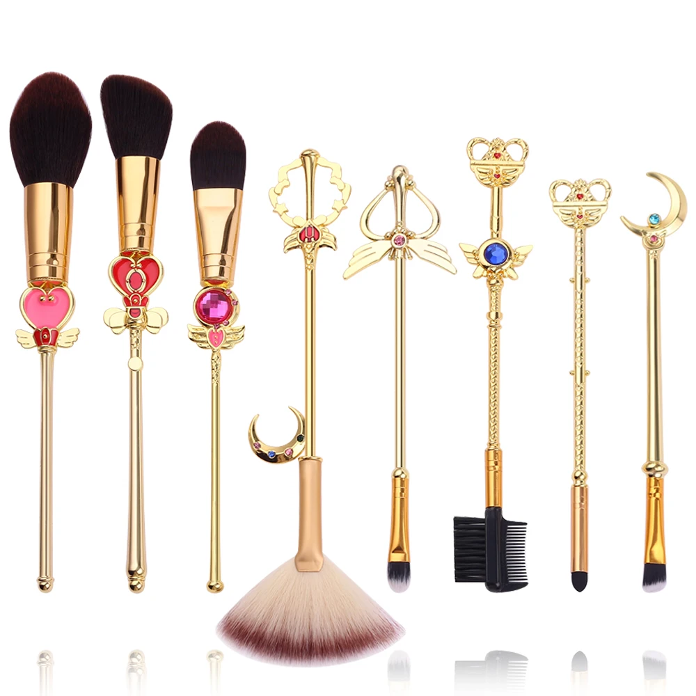 

8Pcs Anime SAILOR MOON Make Up Brush Set Synthetic Fiber Soft Foundation Blush Brush Eye Shadow Brush Cosmetic Tools