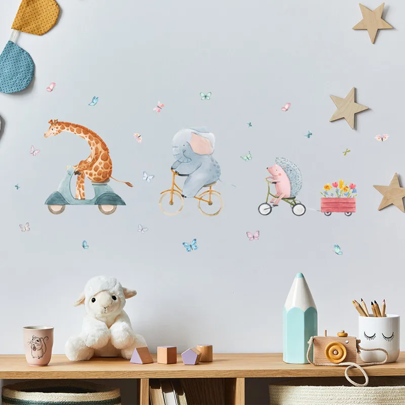 

Anime Children's Room Decoration Cute Elephant Butterfly Wall Sticker Boys Girls Home Bedroom Living Room Decoration Accessories