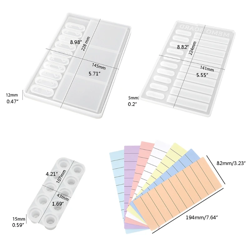 

M2EA Diary Memo Board Resin Silicone Mold with Replace Paper Suitable for Epoxy Resin Casting Resin Craft Unique Decorations