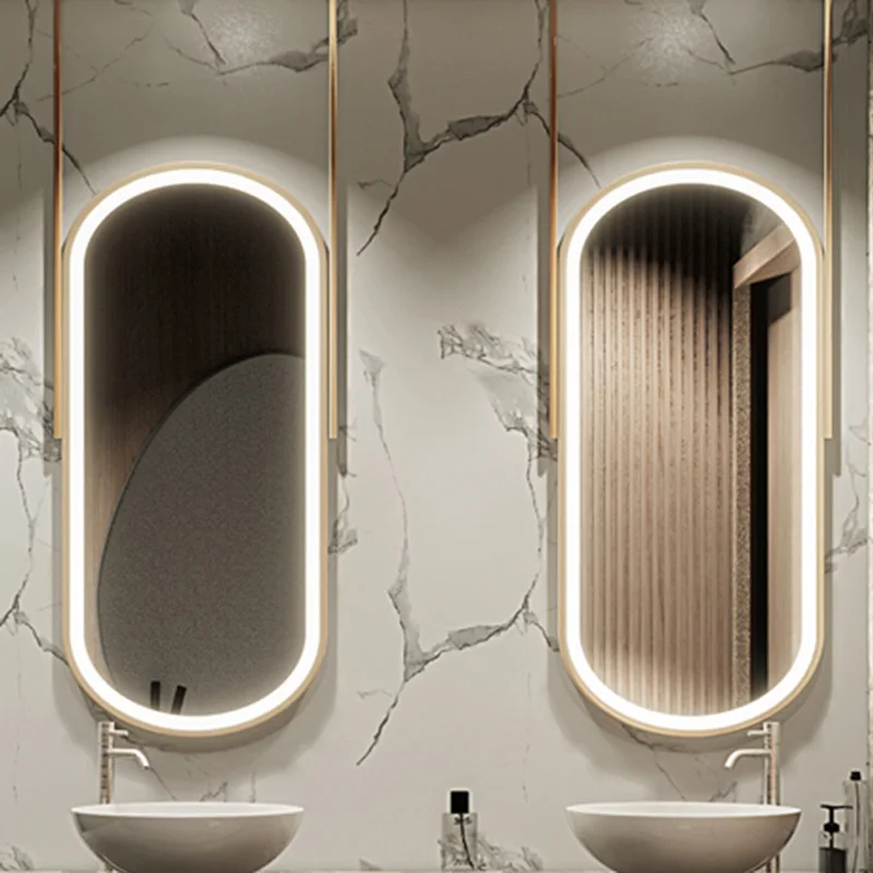 

Light Makeup Smart Bathroom Mirror Cosmetic Modern Long Dressing Backlight Oval Mirror Large Custom-made Spiegel Hanging Mirror