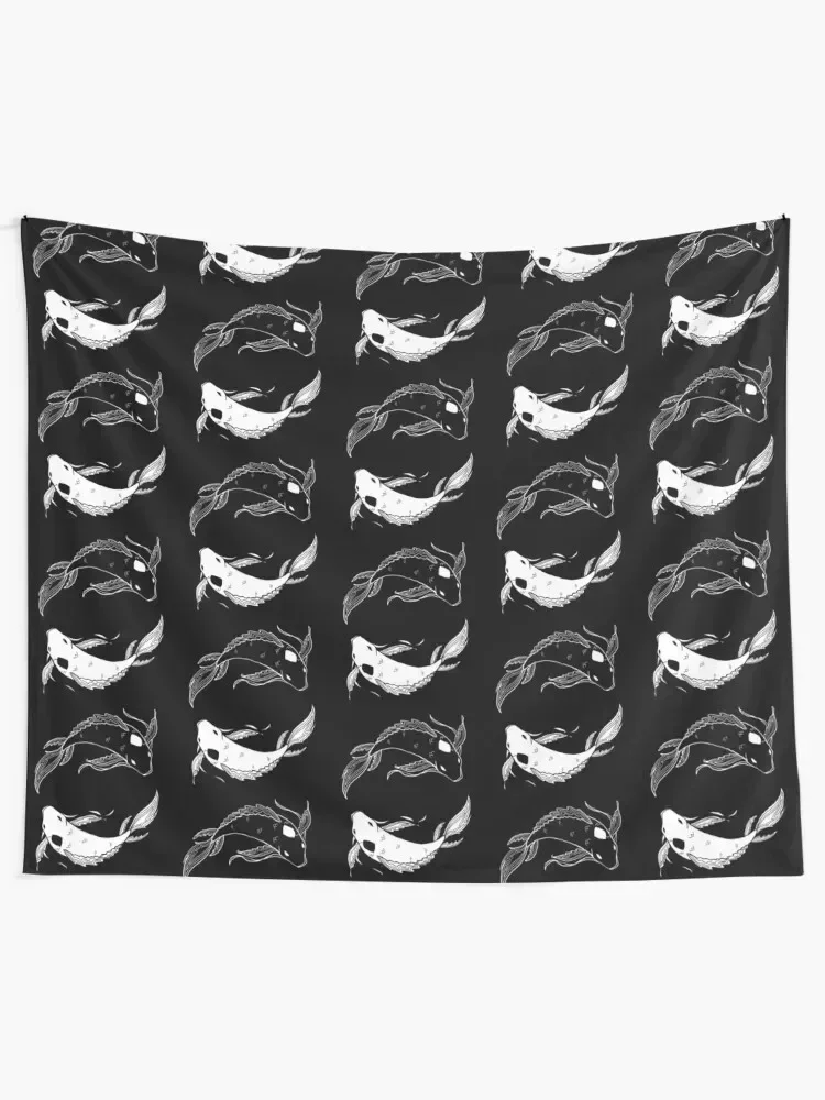 Белый на черном спиртовой рыбе Атла Гобелен Украшение комнаты заказ в корейском