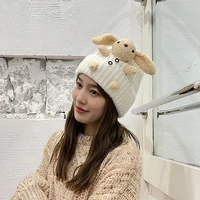 knitted cold hats for women fashion rabbit doll knitted hat autumn and winter warm cute student wool hat beanies for women