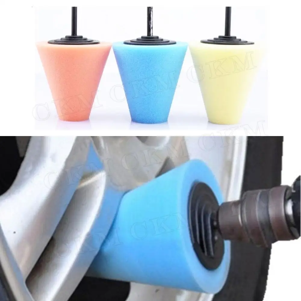 

3Pcs Auto Wheel Polishing Sponge Used for Electric Drill Polishing Cone Car Hub Polish