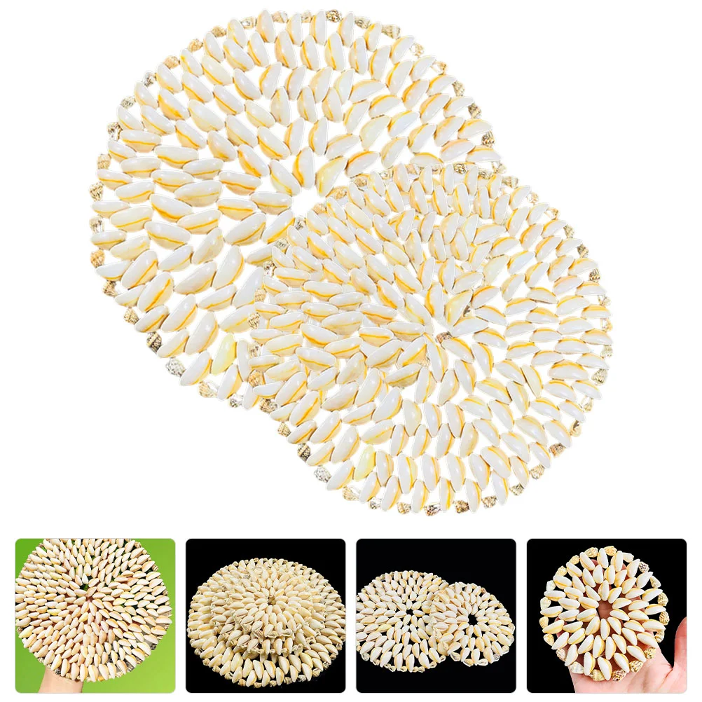

Natural Placemats Coaster Shell Table Round Beach Crafts Decor Kitchen Coasters Mediterranean Wedding Seashells Decoration Pad