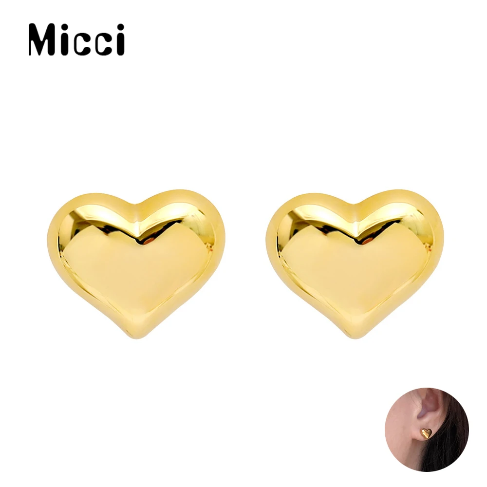 

MICCI Minimalism Jewelry Women 18K Gold Plated Stainless Steel Small Mini Heart Shape Stud Earrings for Women 2022 Korean