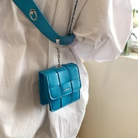 women cute mini pu leather crossbody bag 2022 summer plaid shoulder bags designer shopper weave handbags and purses waist packs