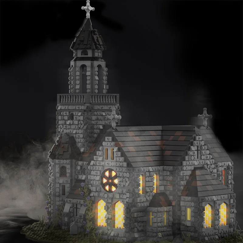 

MOC Retro Cathedral Famous Medieval Building Blocks Dark Castle Church Architecture Bricks Toys For Children Birthday Xmas Gifts