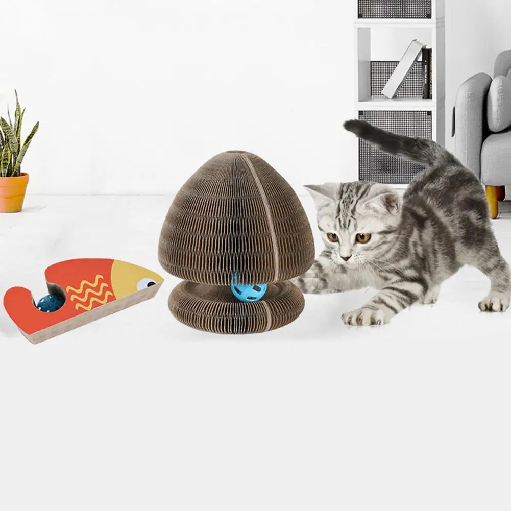 

Cat Scratching Board Practical Magnetic Opening Closing Bell Cat Ball Roller Scratching Board Toy for Kitty