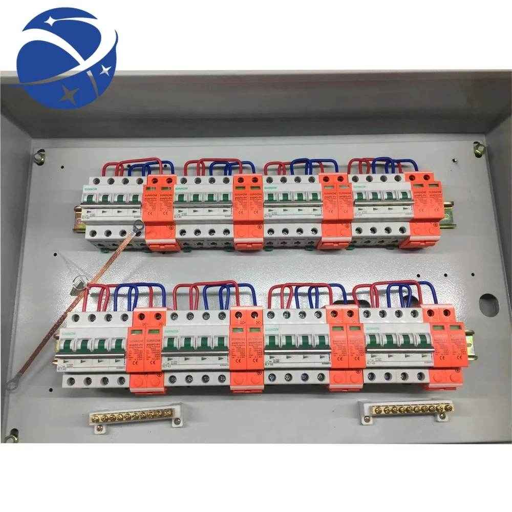 

yyhc 8 strings 8 input Solar Pv DC combiner box with busbar (8PCS 4P 32A 1000V DC MCB,8PCS 2P 1000V SPD,cable gland and BUSBAR)