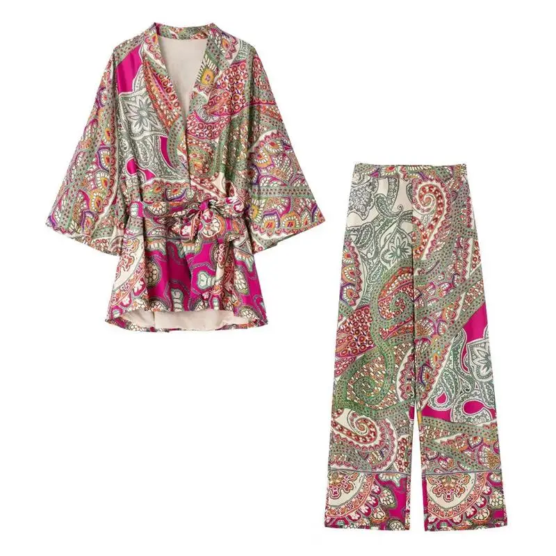 

Женский костюм-двойка, 2022, прямой, эластичный пояс