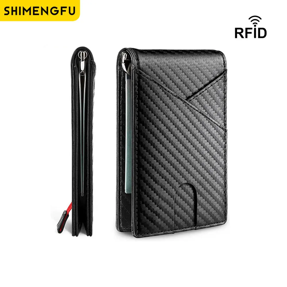 Anti-theft RFID Leather Card Holder Money Clip Wallets Bank ID Card Credit Card Case Purse for Men Women