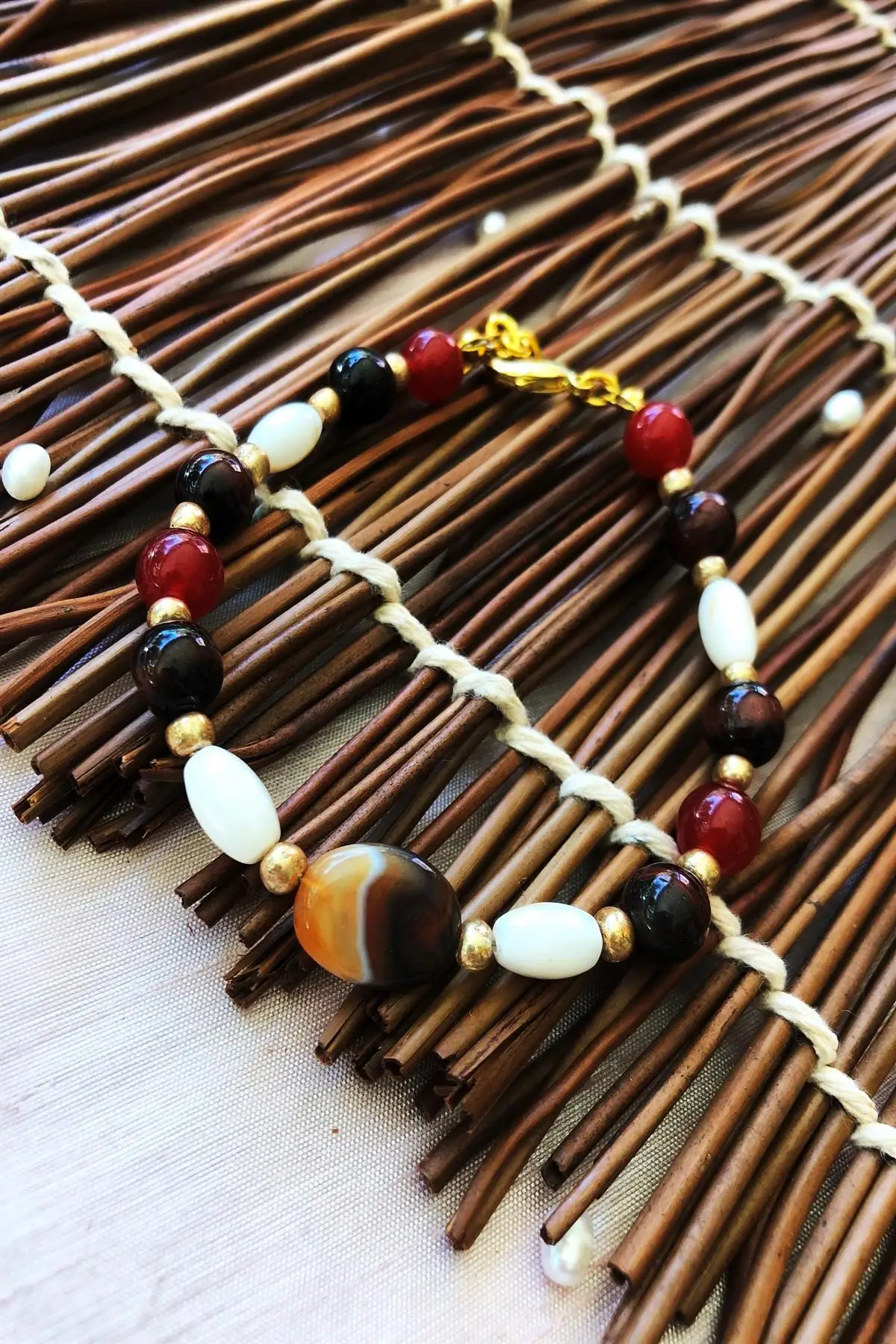 

Natural stone Handmade African Collection Women 'S Agate And Pearl Stone Bracelet Yahl7