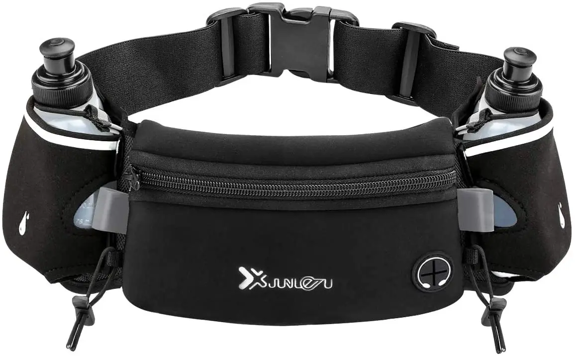 

Running Belt with Water Bottles(2 x 175ML), Hydration Belt Waterproof Waist Pack Bag Fits iPhones Adjustable Sports Waist Pouch