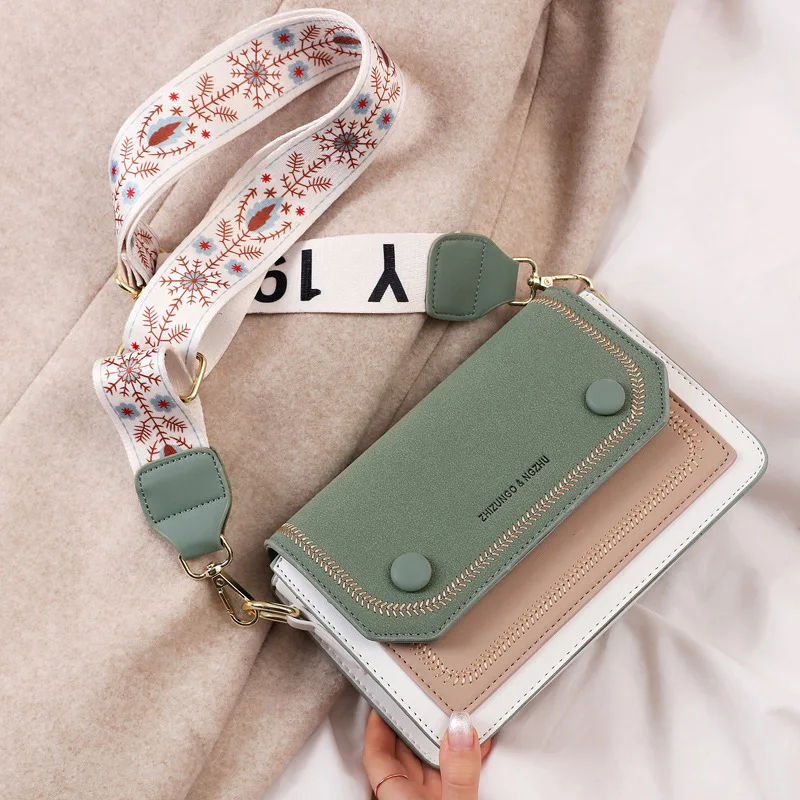 

New Wide and Narrow Double Shoulder Strap Fashion Women's Bag Hot Selling Net Red Texture All-match Small Square Bag for Women