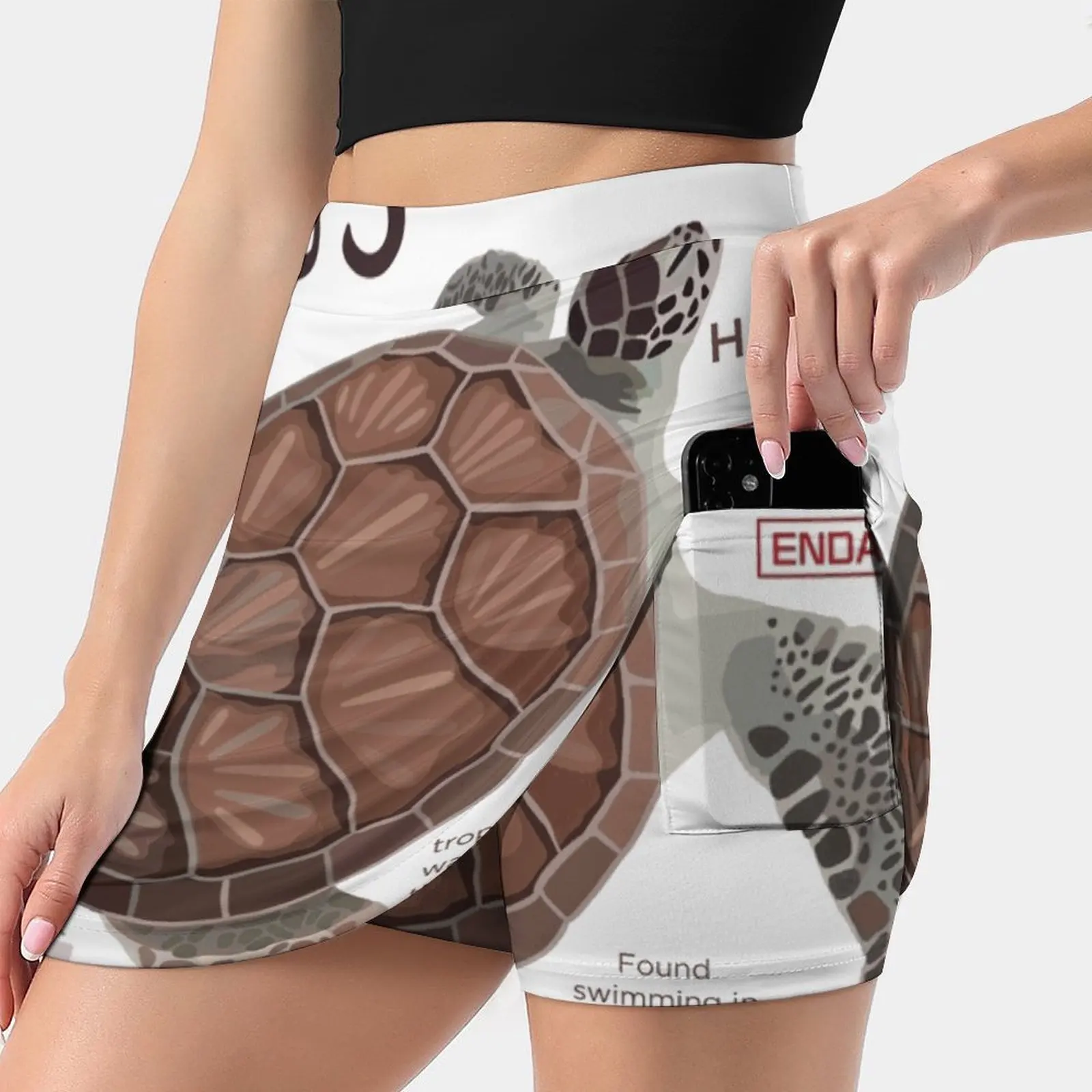 

Hawksbill Turtle Women Sports Lining Skirt Tennis Dance Fitness Short Printed Skirts Misc Animals Unique Interesting Endangered