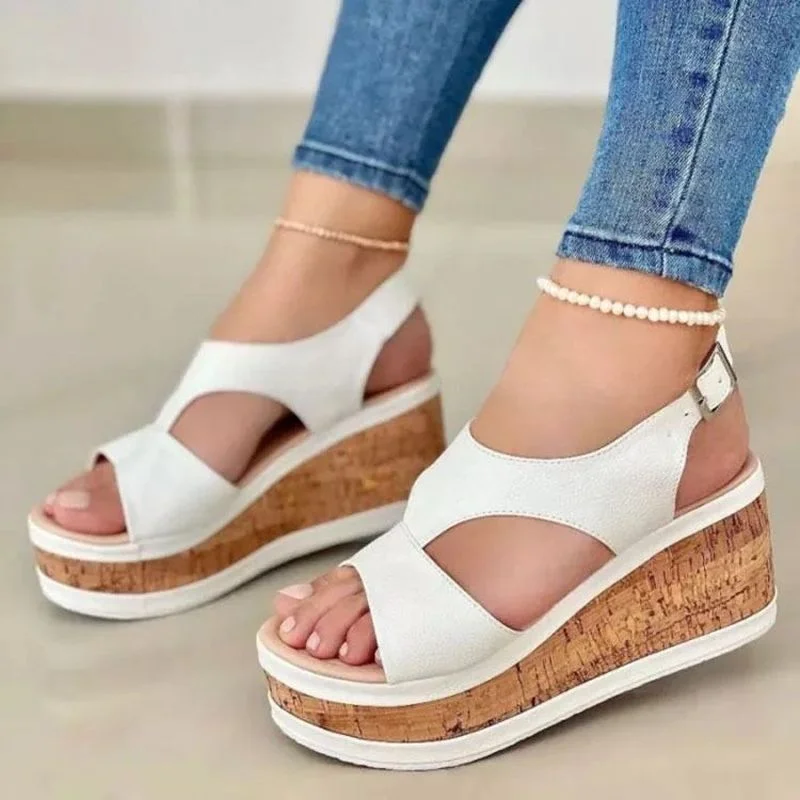 

2022 New Sandal Thick Bottom Wedge Shoes Open Toe Shoes Sandals Women Summer Casual Sexy Elegant High Heel Sandals Plus Size 43