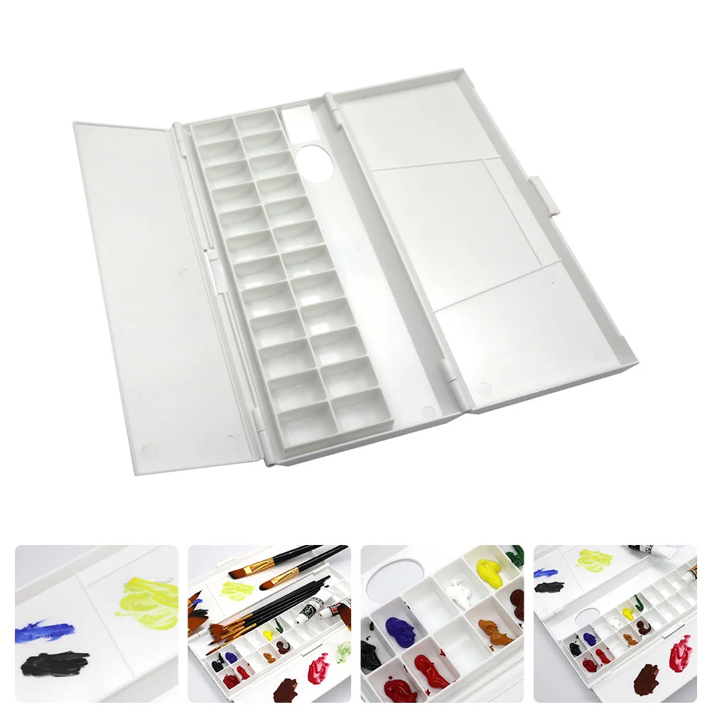

Color Box Palette Student Travel Tray Empty Watercolor Pans Plastic Case Artist