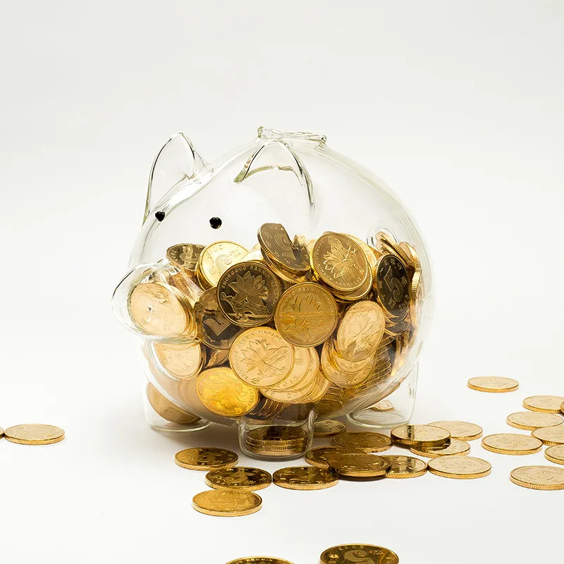 

Glass Large Coin Money Box Adult Kids Gift Pig Transparent Ornament Piggy Bank Saving Wedding Spaarpot Home Decoration