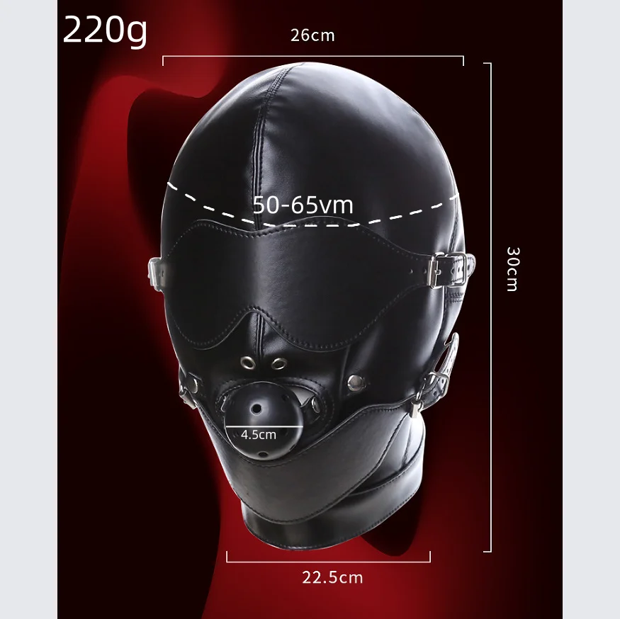 VaHppy головной убор кляп маска для глаз черный ПУ БДСМ бондаж товары взрослых игры