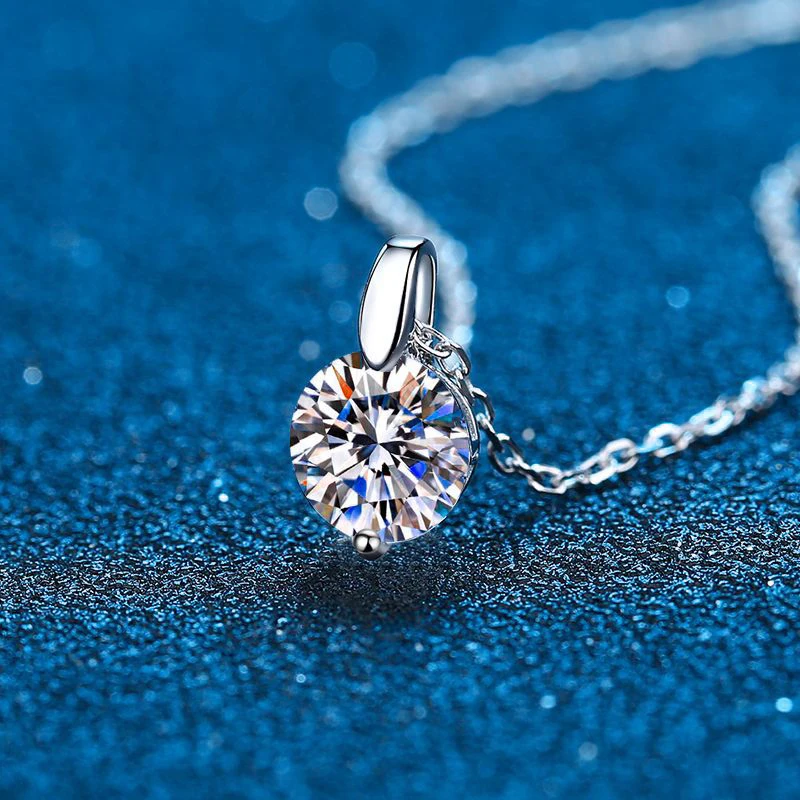 

100% Moissanite Necklace 925 Sterling Silver 3CT Round Cut Diamond Solitaire Pendant Necklace for Women Men Promise Gift Jewelry