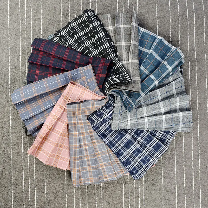 

Korean Fashion Summer Women Pleated Skirt Purple Zipper High-waisted Harajuku School Uniform Short Plaid A-Line Mini Skirts