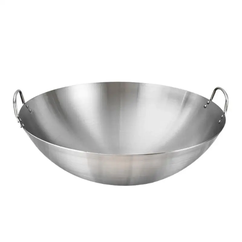 

Stainless Steel Wok Round Bottom Wok Large Fry Pan Large Capacity Saute Pan