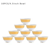 10 pcs luxury gold plated tableware high quality bone china tableware rice bowl 4 5 inch ceramics breakfast bowl kitchen dishes