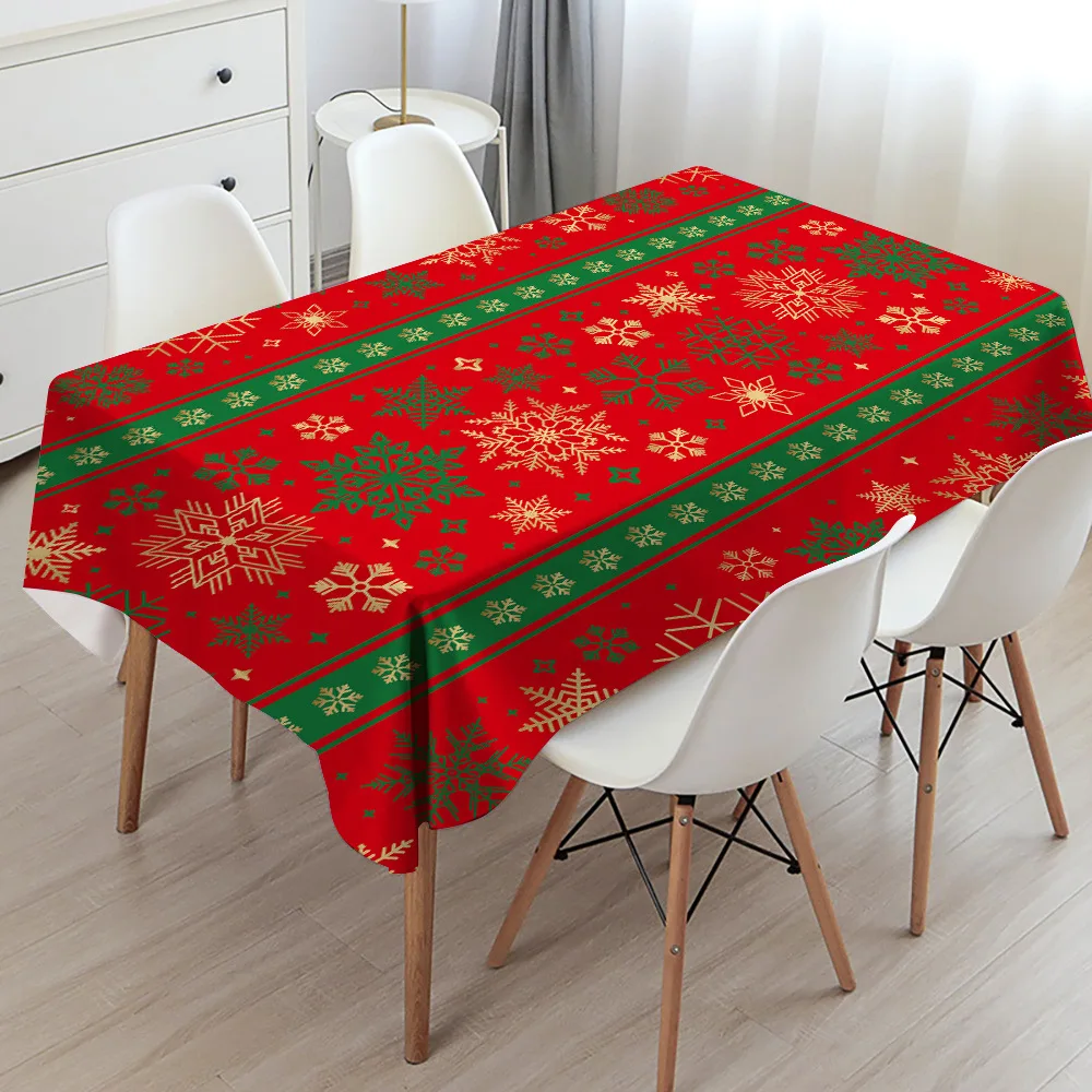 

Christmas Decoration Tablecloth Waterproof New Year Christmas Table Mat Waterproof Dustproof Rectangular Coffee Table Tablecloth