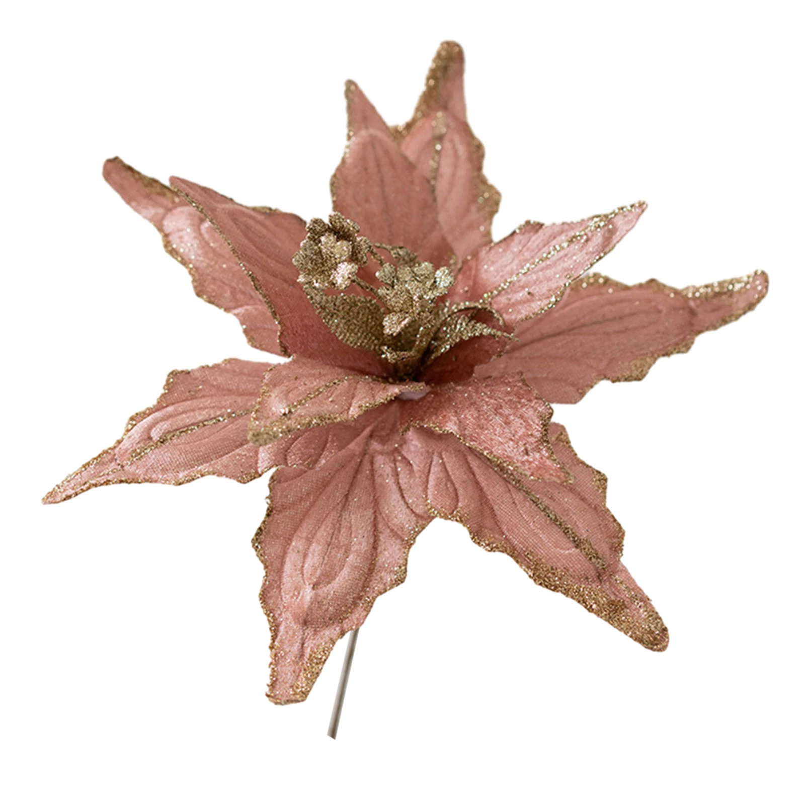 

1pcs Glitter Artificial Flowers Christmas Poinsettia Floral Xmas Tree Ornaments DIY Garlands New Year Wedding Party Decorations