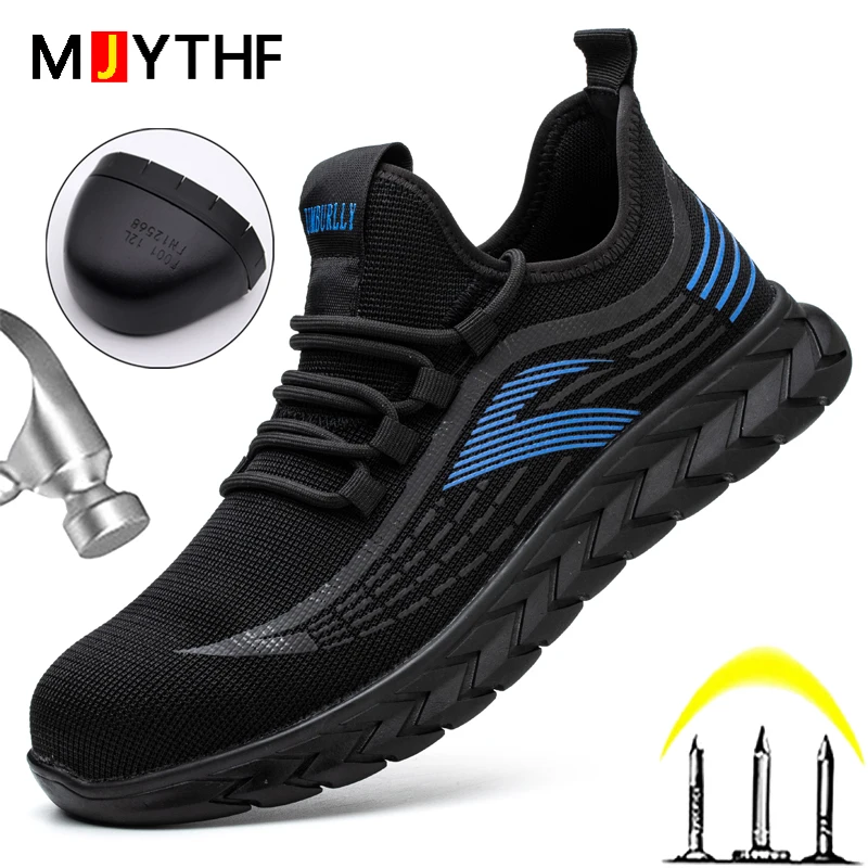 

MJYTHF Work Sneakers Anti-smash Anti-puncture Safety Shoes Men Wear-resistant Work Boots Safety Steel Toe Men Industrial Shoes