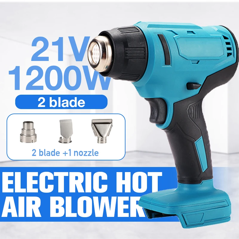 

21V Cordless Handheld Hot Air Gun Temperatures Adjustable 1200W Electric Heat Gun with 3 Nozzles Power Tools for Makita Battery