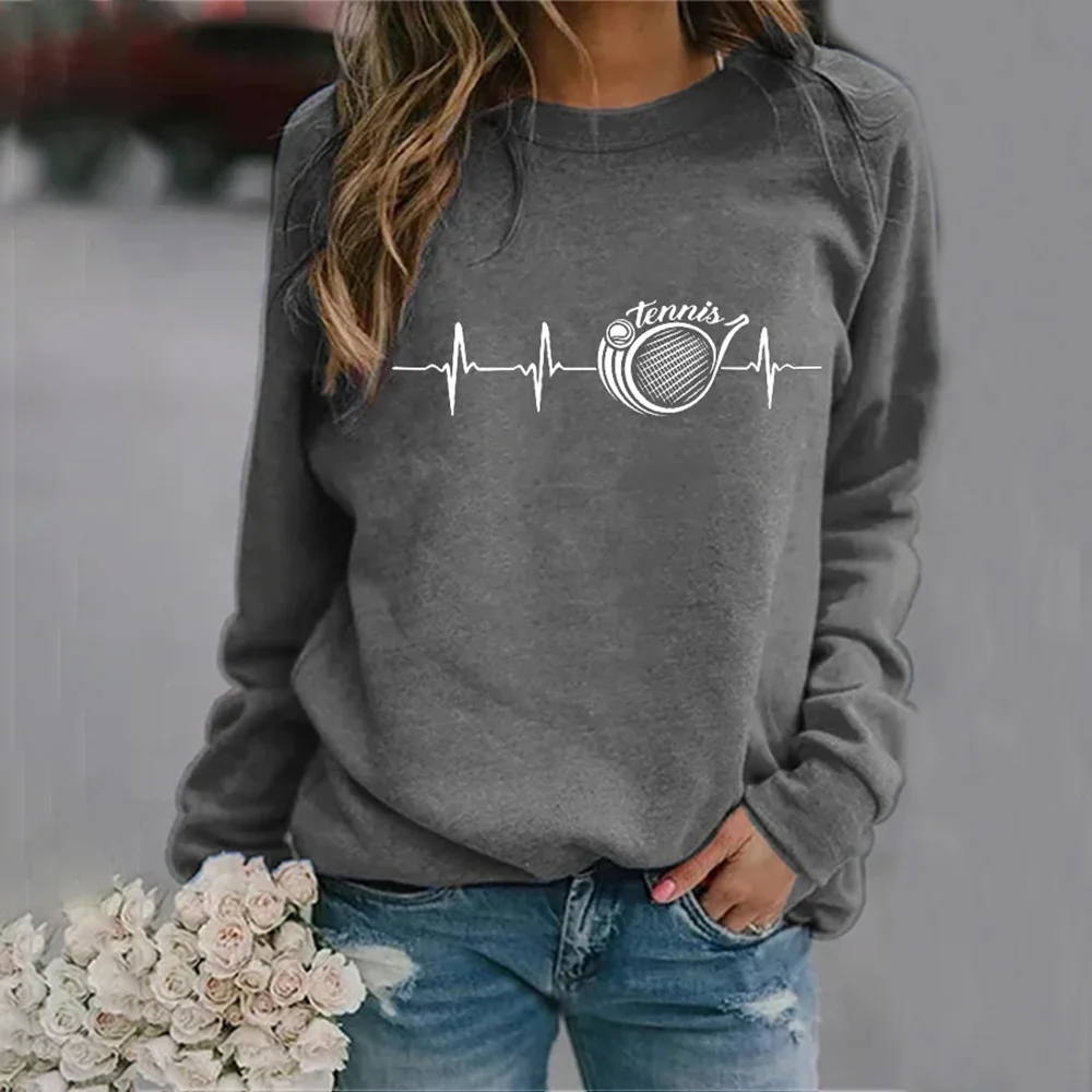 

Tennis Fashion Crew Neck Long Sleeve Sweatershirt
