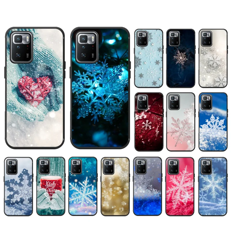 

Phone Case For Xiaomi Redmi Note 11 10 Pro Note 8 Pro 9Pro Note9 9S 10S 9T Redmi 10 9C 9A Christmas Snowflake Funda Coque Case