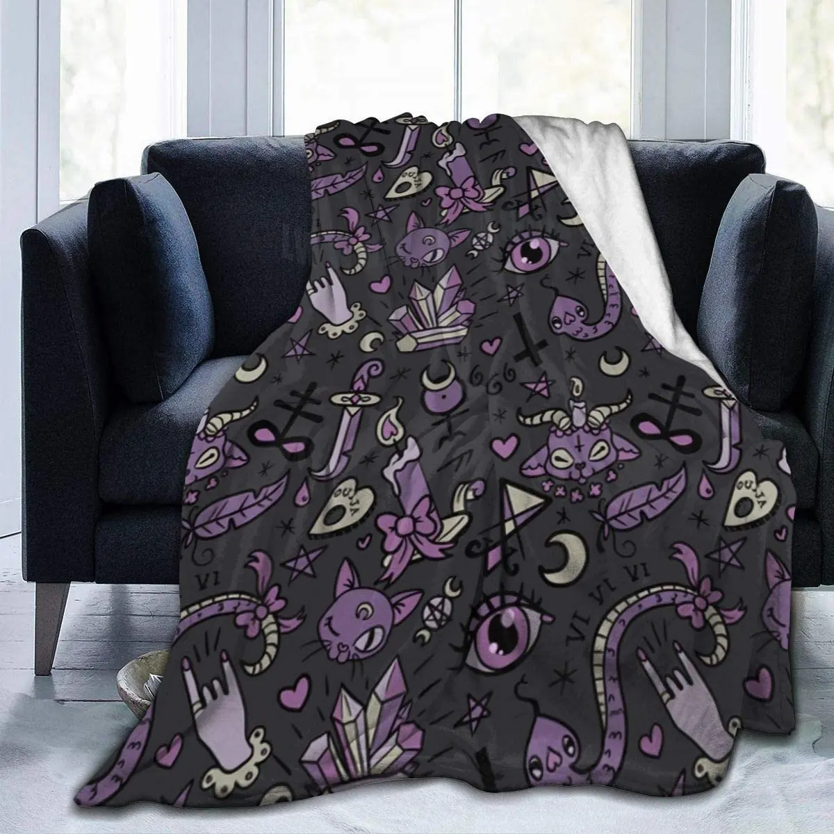 

Occult in Dark Gothic Spooky Goth Bed Blanket and Throws Soft Warm Fuzzy Lightweight Couch Sofa Bed for Adult Kids 60x50inch