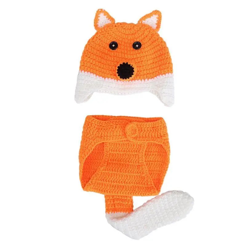 

Baby Photo Props Baby Girls Boys Knit Baby Outfits Costume Hat And Pants For 0-6 Months Baby(Fox)