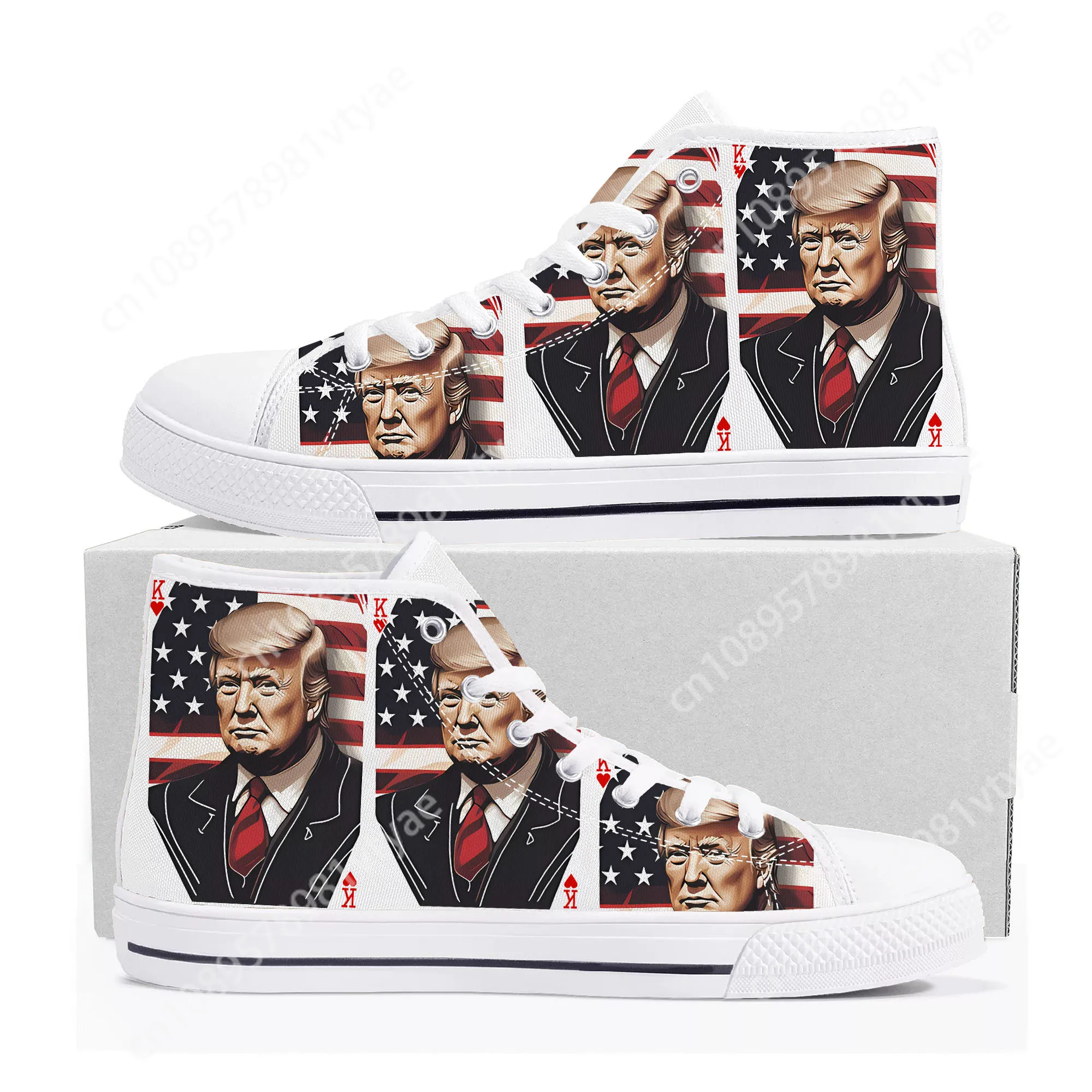 Высокие кроссовки Trump 2024 мужские и женские парусиновые MAKE AMERICAN GREAT AGAIN KING