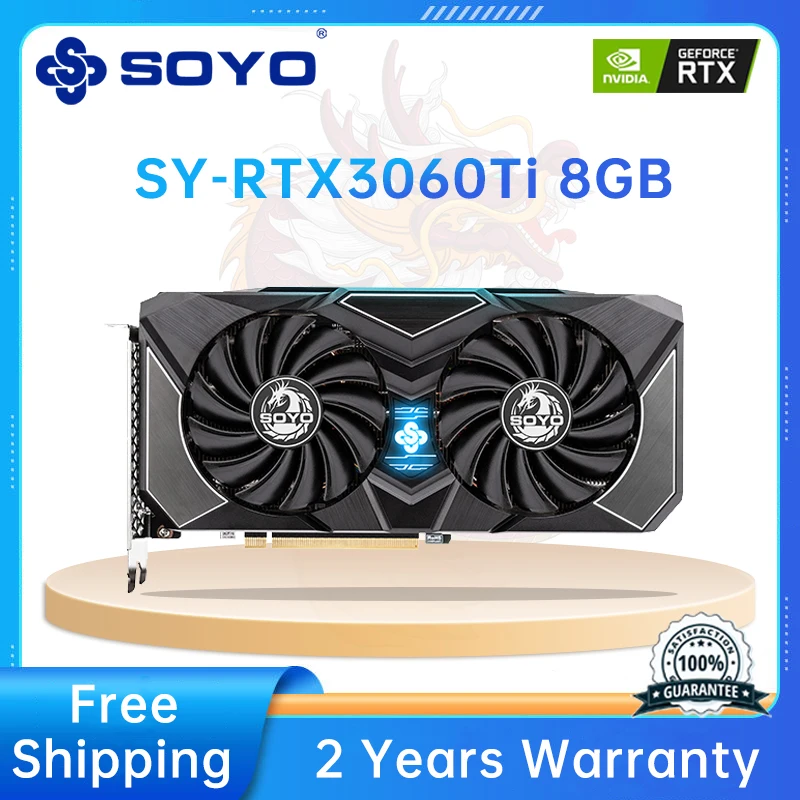 

SOYO Full New Graphics Card RTX 3060TI 8G GDDR6 NVIDIA GPU Desktop Computer PCI Express X16 4.0 RGB Gaming Video Cards Warranty