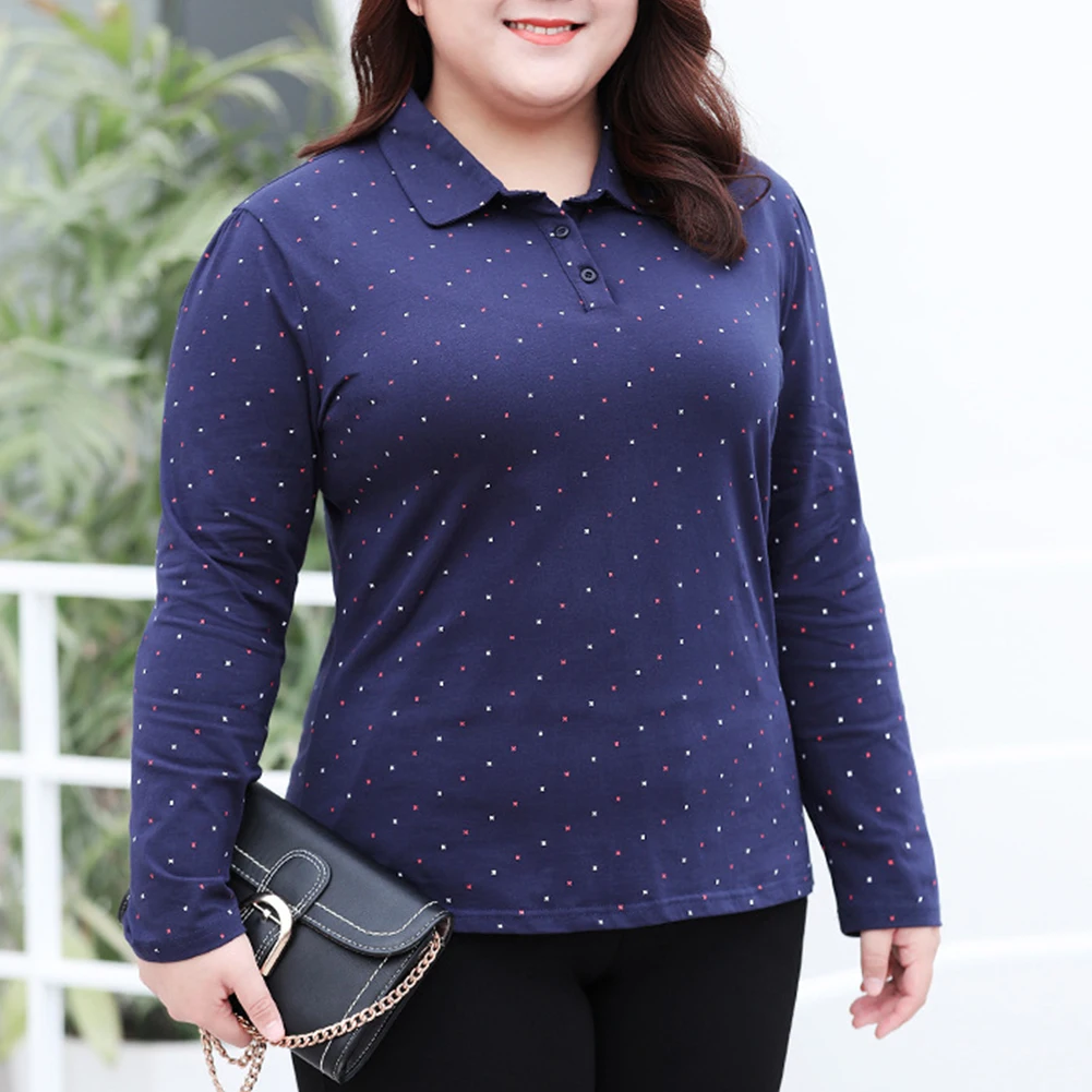 

Plus Size Women Long Sleeve Casual Sweatshirt Lapel Print Tops Blouse T-Shirt Autumn Winter Lapel Shirt