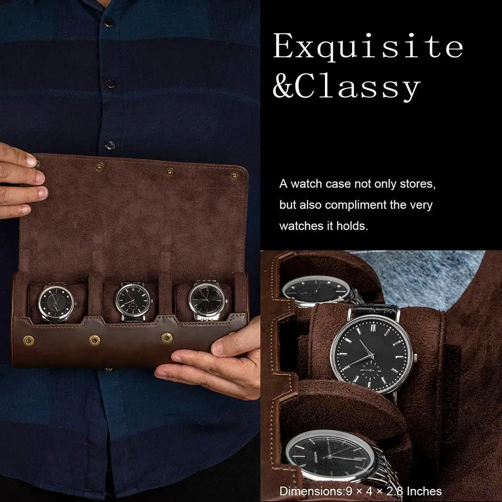

Watch Roll Travel Case Storage Box for Fossil Gen 6/Apple Watch7/Galaxy Watch 4
